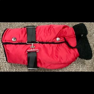 Black and red dog puffer jacket